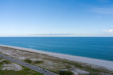 Aerial view of the beach in Gulf Shores, Alabama
