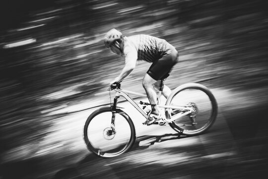 Male Cross Country Cyclist Mountain Biking Downhill