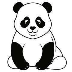 adorable panda bear sitting vector illustration