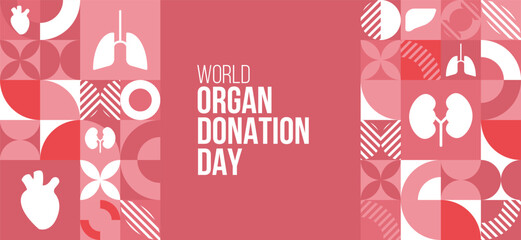 World organ donation or donor day concept design. Modern poster, flyer template. Healthcare medical concept. Vector Illustration.