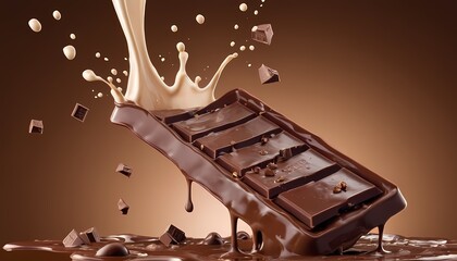 A splash of milk and chocolate splashes with a splash of milk splashing. A splash of milk and chocolate splashes 1013