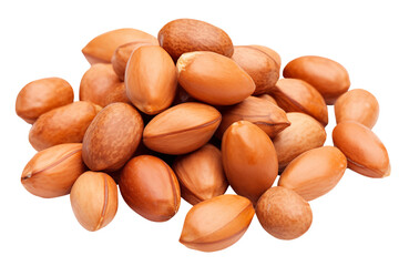 Heap of argan seeds isolated on transparent background.