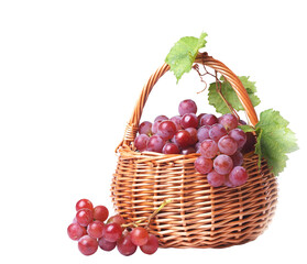 Basket with grapes isolated
