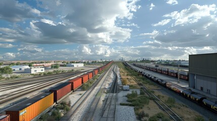 Obraz premium The design flexibility of rail yards accommodates future railway expansions and technological advancements in rail transportation.