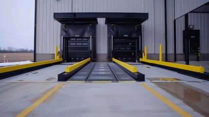 The design of loading docks optimizes workflow efficiency with features such as adjustable dock heights, integrated dock levelers,