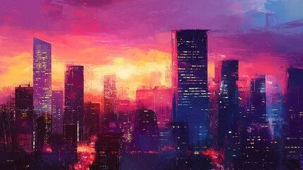 Obraz premium Urban Skyline at Dusk