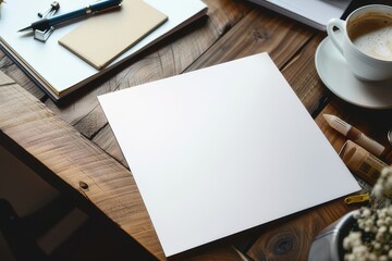 Mockup of a blank brochure on a wooden table
