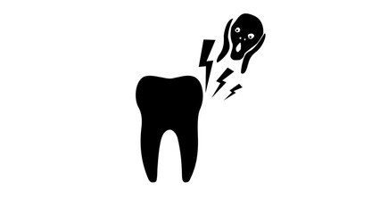 terrible toothache, black isolated silhouette