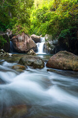 Pha Kluay Mai Waterfall, 5th level in the natural forest has 8 levels of waterfalls in total. at Khao Chamao Khao Wong National Park, Rayong of Thailand