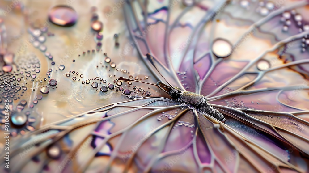 Canvas Prints a colorful butterfly with dew drops on its wings.