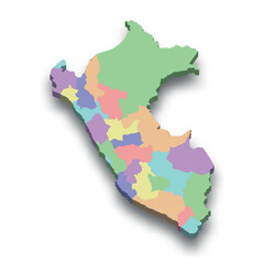 Fototapeta premium 3d isometric colored map of Peru