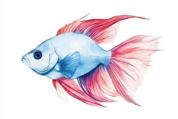 Colorful light water color painting of an angelfish in a flowing gown