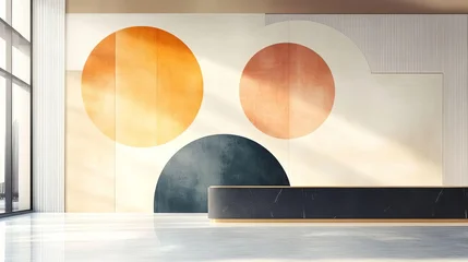 Papier peint photo Style Japandi Seamless Geometric Harmony A Trio of Conceptual Paintings for Modern Wallcovering Design Inspiration  © J@x In The Box