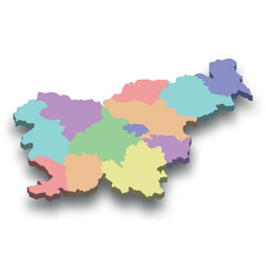 3d isometric colored map of Slovenia