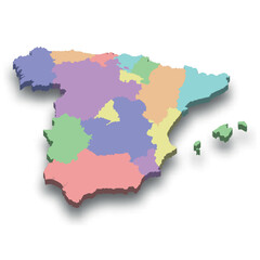 Obraz premium 3d isometric colored map of Spain