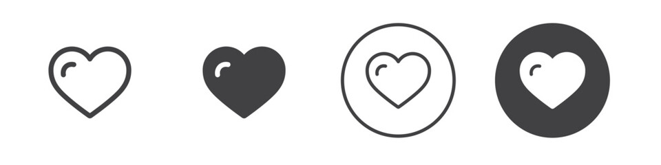 Heart icon Flat logo set collection