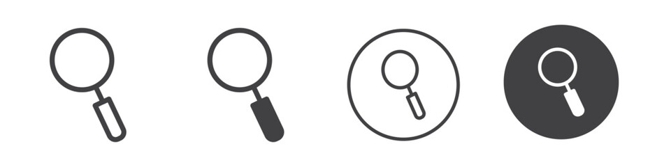 magnifying glass icon Flat logo set collection