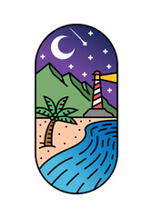 beautiful beach views line art illustration