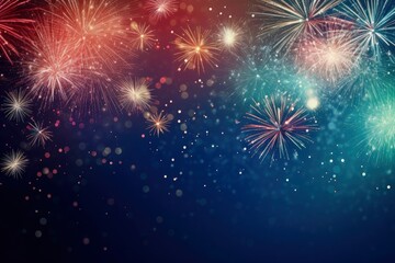 Abstract mix colored firework background with copy space with generative ai