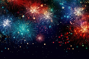 Fototapeta premium Abstract mix colored firework background with copy space with generative ai