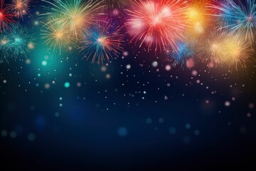 Fototapeta premium Abstract mix colored firework background with copy space with generative ai