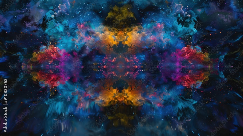 Canvas Prints abstract colorful swirling galaxy with stars and nebulae.