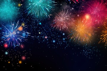 Fototapeta premium Abstract mix colored firework background with copy space with generative ai
