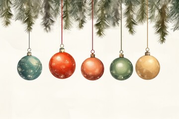 Obraz premium Christmas balls tree hanging branch.