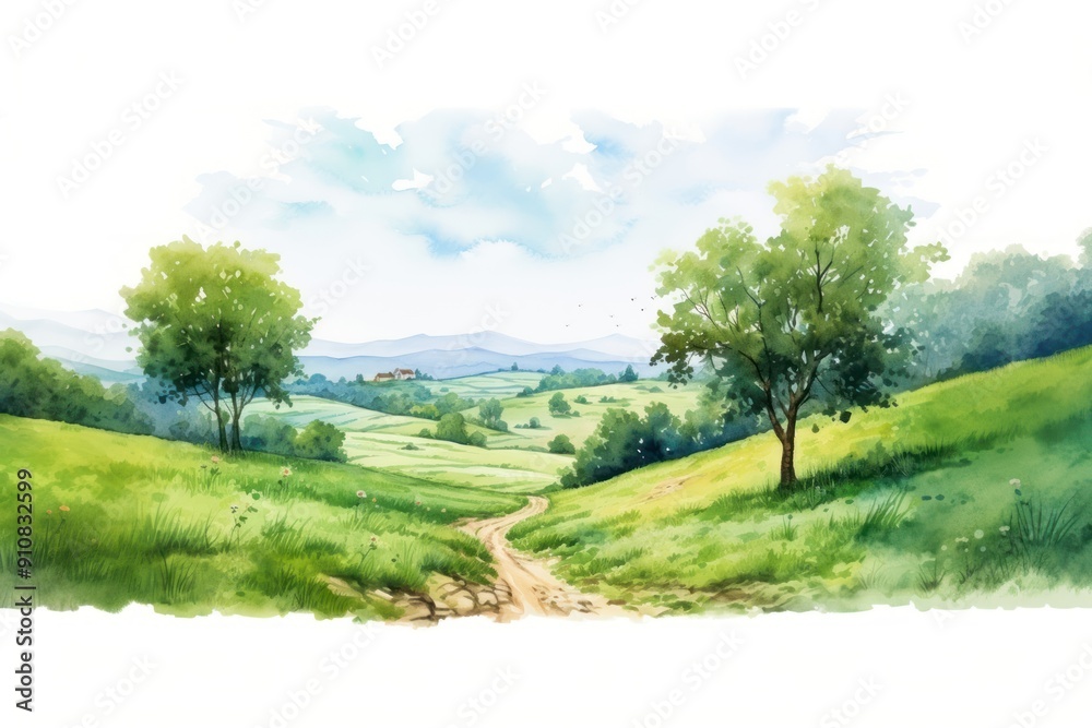 Poster Countryside landscape grassland panoramic.