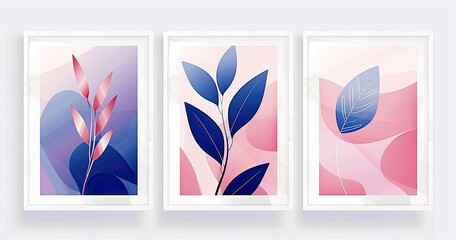 Obraz premium Modern Pastel Leaf Art Series, Contemporary Botanical Abstract Art
