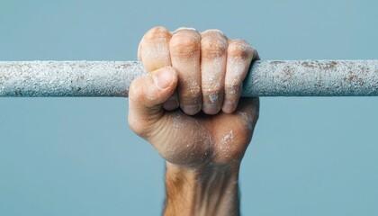 Intense Close-up of Athlete hand gripping push up bar, Detailed Focus on Preparation and Determination,Generative Ai