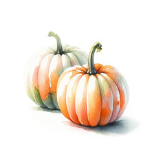 Obraz premium Rustic watercolor pumpkins, decorative hand drawn illustration