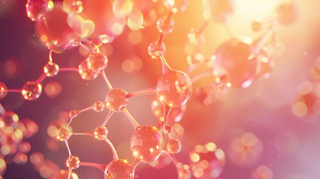 Close up of an ATP molecule, illustrating its energy structure close up, copy space, cellular biology, ethereal, manipulation, cell diagram backdrop