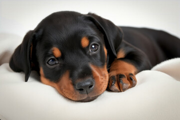 Obraz premium Doberman puppy on white background