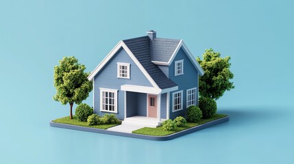 A charming model house surrounded by lush greenery, perfect for representing home, comfort, and tranquility in design and media.