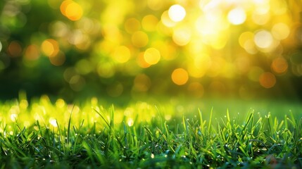 Obraz premium Closeup of Green Grass with Blurred Background.