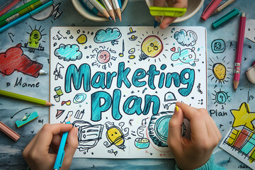 Marketing plan text illustration