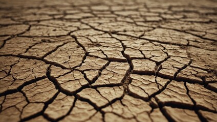 Dry cracked earth or clay desert background texture Global worming effect.