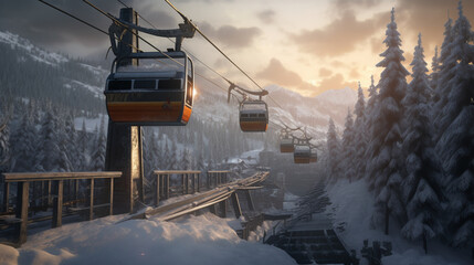 Obraz premium ski lift in the mountains