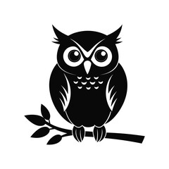 A owl on a branch silhouette Vector illustration.