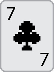 Fototapeta premium Playing card deck vector with Club icon. Casino Poker and gambling graphic element isolated on transparent background. Ace card 7 winning poker hand illustration, Template for casino, web design.