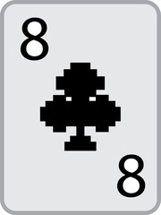 Playing card deck vector with Club icon. Casino Poker and gambling graphic element isolated on transparent background. Ace card 8 winning poker hand illustration, Template for casino, web design.