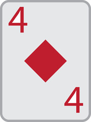 Playing card deck vector with Diamond icon. Casino Poker and gambling graphic element isolated on transparent background. Ace card 4 winning poker hand illustration, Template for casino, web design.