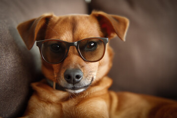 Puppy wearing sunglasses