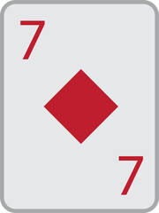 Playing card deck vector with Diamond icon. Casino Poker and gambling graphic element isolated on transparent background. Ace card 7 winning poker hand illustration, Template for casino, web design.