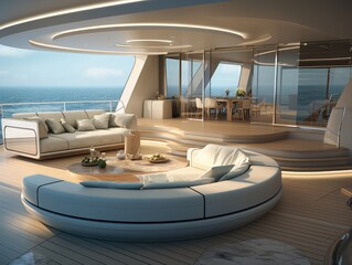 Obraz premium 3D luxurious yacht with sleek lines, high-end lifestyle
