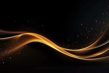 Sparkling luxury gold waves background on black background. Premium design for wallpaper, banner, poster with generative ai