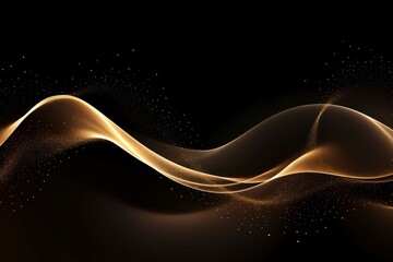 Sparkling luxury gold waves background on black background. Premium design for wallpaper, banner, poster with generative ai