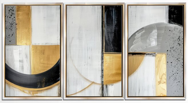 Modern Abstract Gold and Black Art, Elegant Gold Brushstroke Art