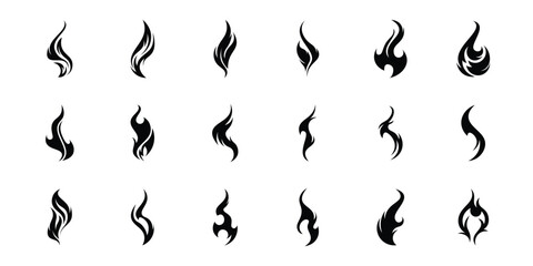 Silhouette Fire flames. Old school tattoo neo-tribal style or silhouette flame for cars. set vector icons. Fire sign. Fire flame icon isolated on white background. Vector illustration